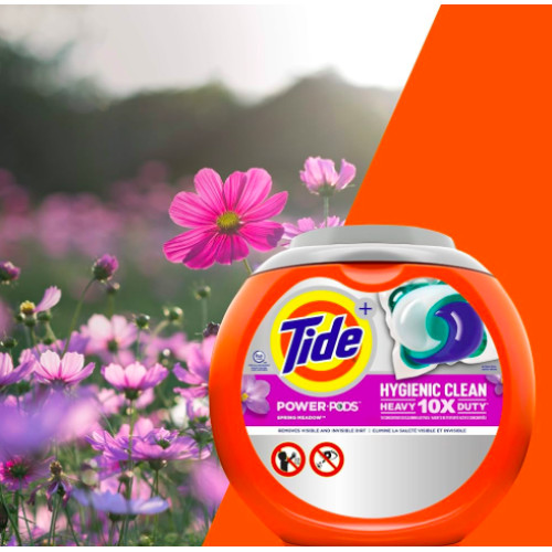 Капсули для прання універсальні Tide Power Pods Hygienic Clean Heavy Duty 10X, Spring Meadow, 45 штук
